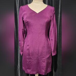 Hugo Buscati Rich Purple Long Sleeve Silk Dress